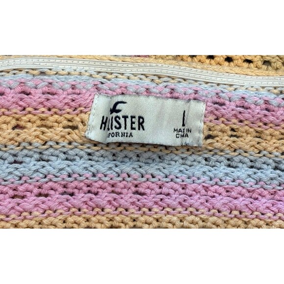 Hollister Crochet Halter Top Pink White Beachy Festival Boho Sz L - Picture 4 of 7